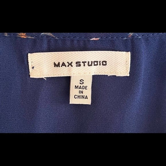 Max Studio Navy Blue Floral Pleated Swing Dress Small - Picture 8 of 9